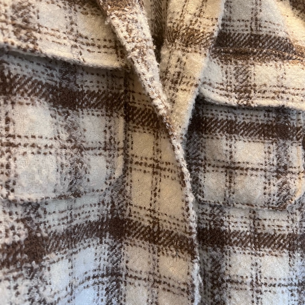 12th tribe hotel california beige plaid shirt jacket shacket s - Picture 5 of 8